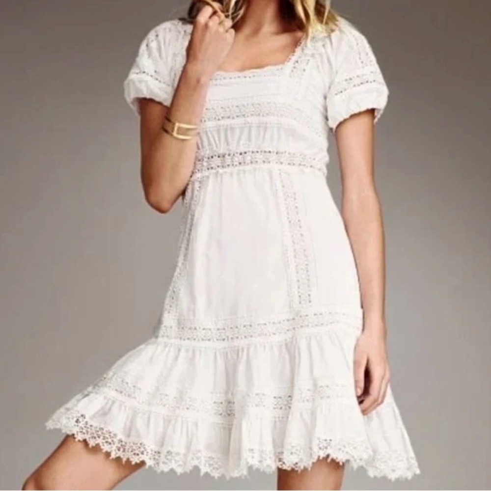 Victoria's Secret S 2 Woven Crochet Eyelet Summer Peasant Lace Babydoll Sundress